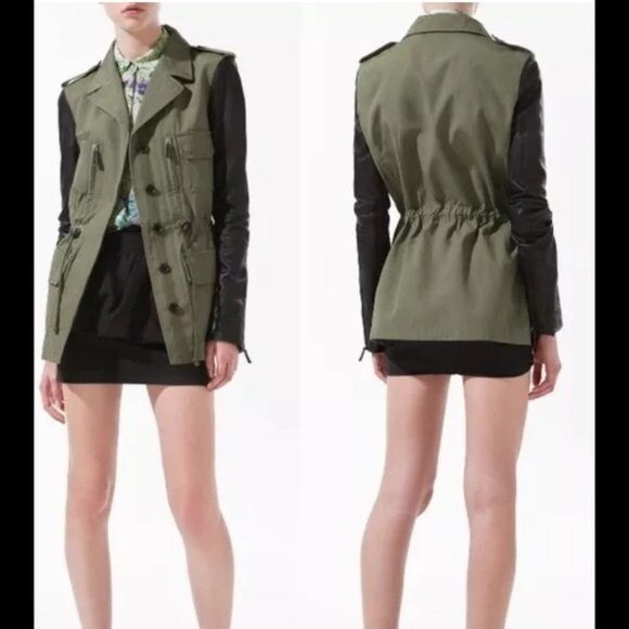 Zara Jackets & Blazers - 🌿BYE✌🏼 SALE🌿Zara military jacket 100% leather sleeves